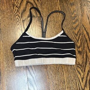 lululemon athletica Black Tan & White Striped Sports Bra
